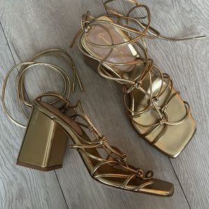 Gianvito Rossi Minas Gold Sandals, size 38